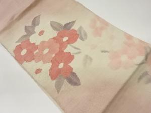 手織り紬草花模様織出し名古屋帯